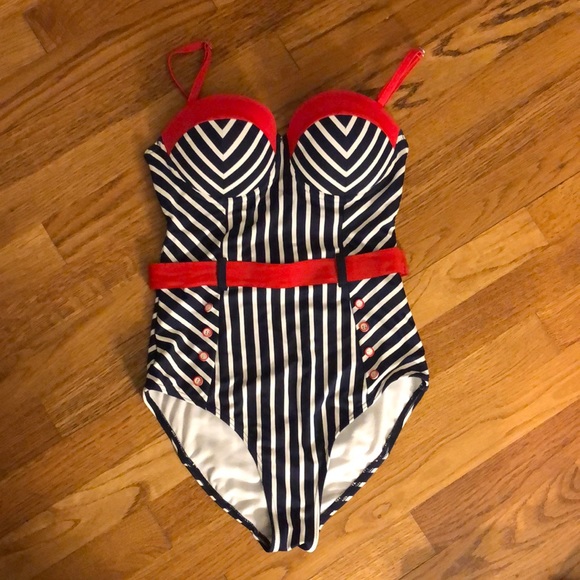 Nautical Balconette One Piece - Picture 1 of 3